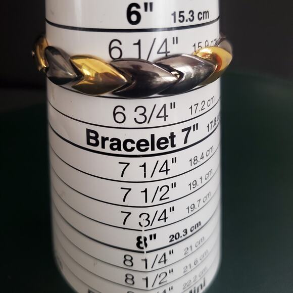 VTG Monet Bracelet Gold‎ Tone and Gun Metal Gray with Safety Chain 60's - Picture 5 of 7